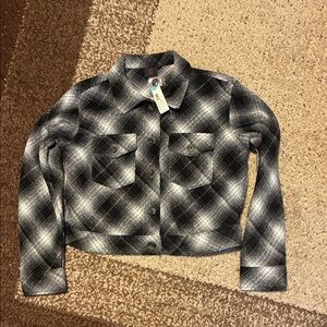 NOBO Monochrome Partial Wool Plaid Pea Coat